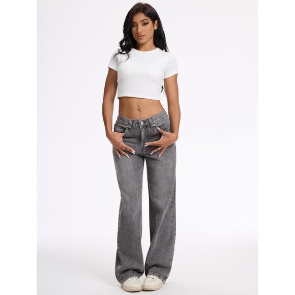 Women’s Straight Leg Jeans Denim Large Casual Vintage Boyfriend Fit - Picture 3 of 8